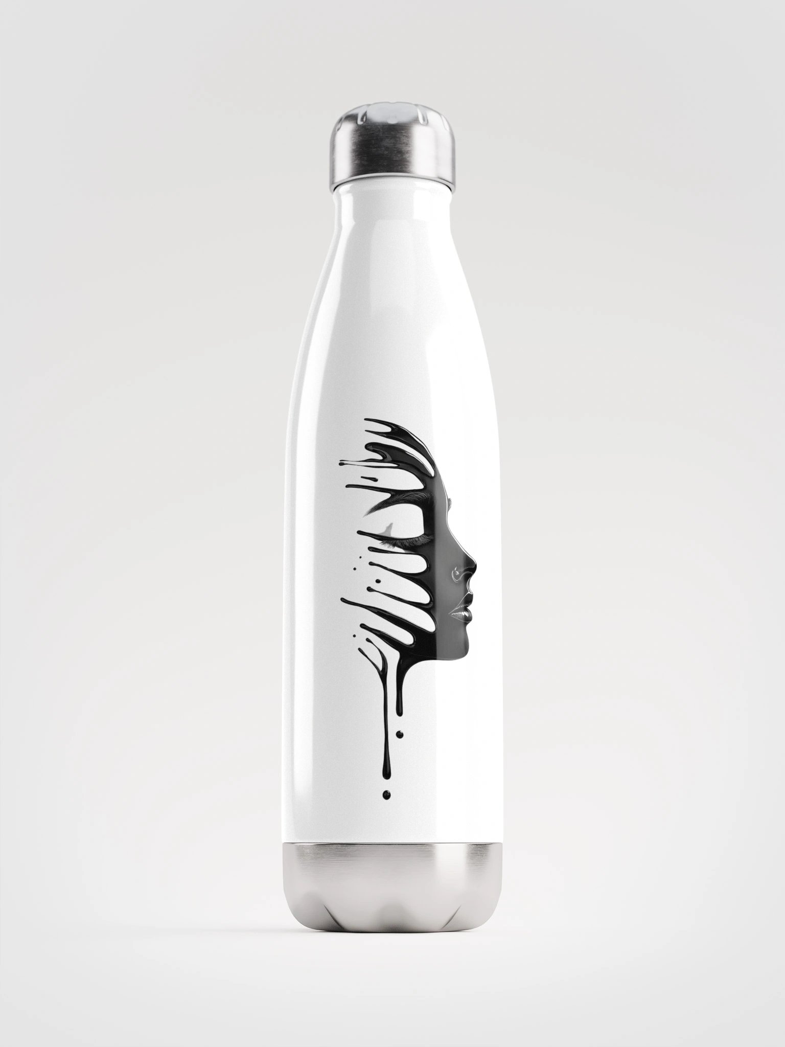 Glossy Noir Liquid Art Stainless Steel Water Bottle product image (1)