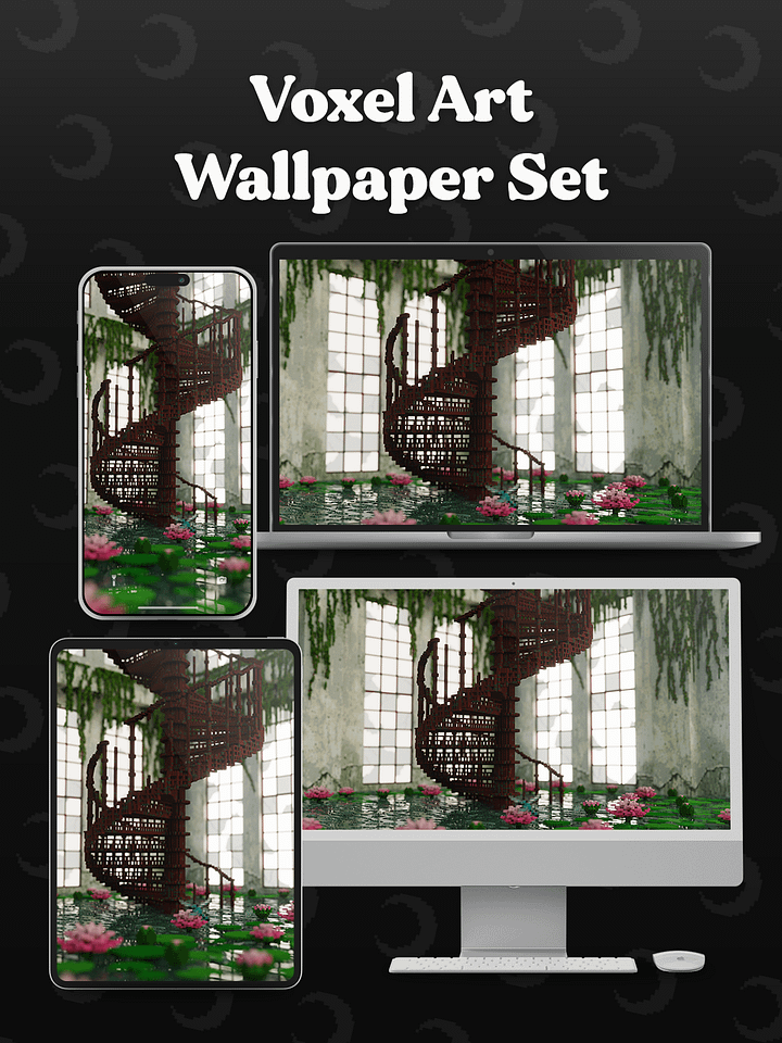 Lotus in the wild 🌙 Voxel art wallpapers product image (2)