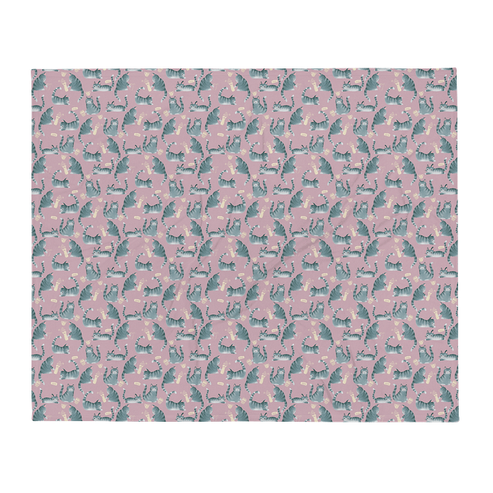 Bad Grey Tabby Cats Knocking Stuff Over Throw Blanket, Pink product image (2)
