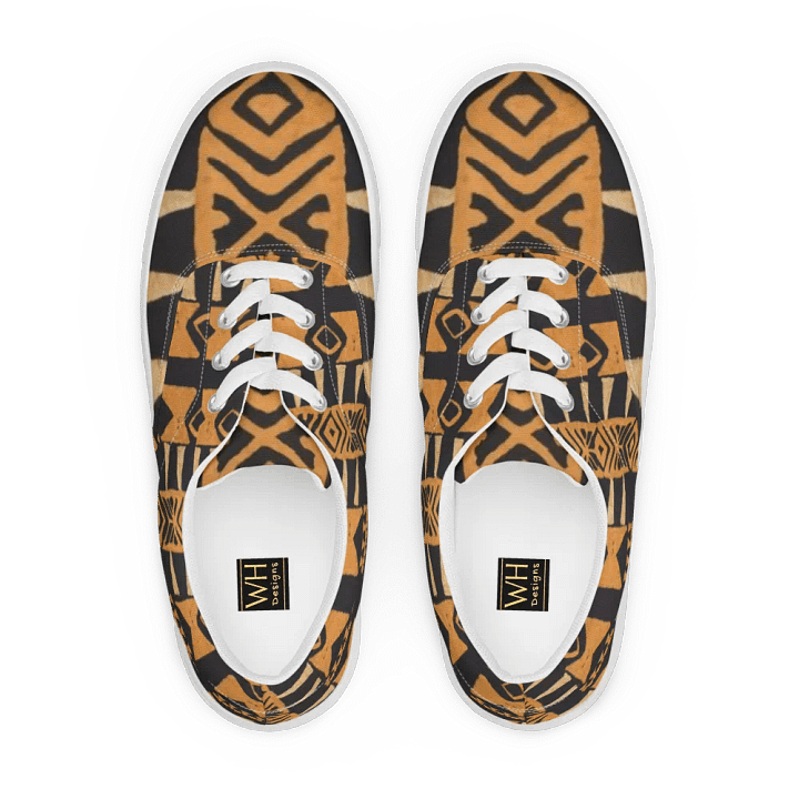 Men's African-Inspired Brown/Black Lace-up Canvas Shoes product image (1)