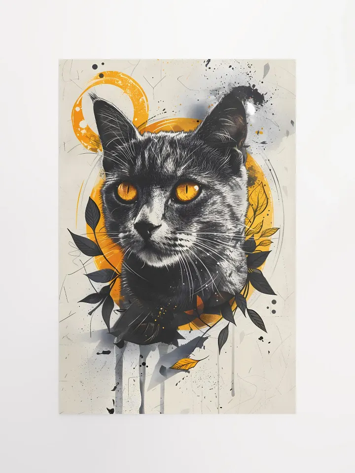 Mystique Unleashed: Urban-Inspired Black Cat with Golden Eyes Matte Poster product image (2)