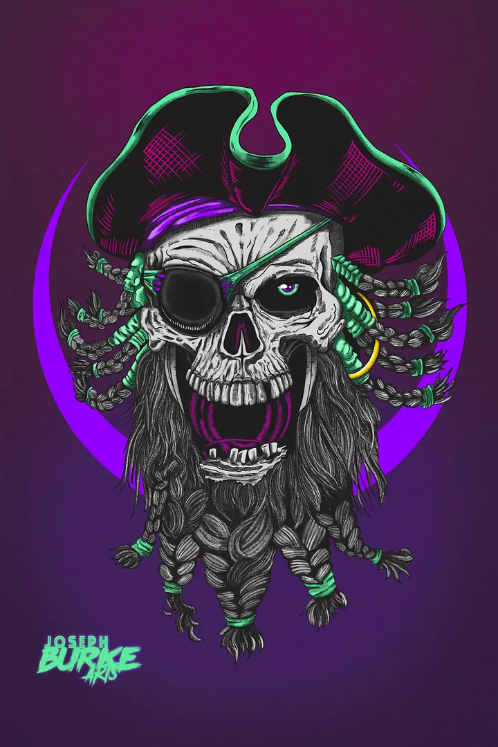 Synth-Pirate Hand Drawn Digital Art product image (1)