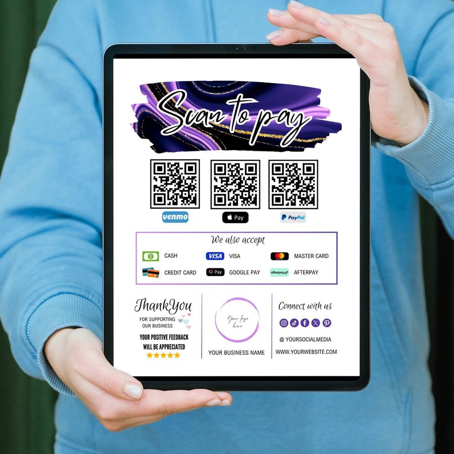 Amethyst - Scan To Pay QR Code Sign Template product image (9)