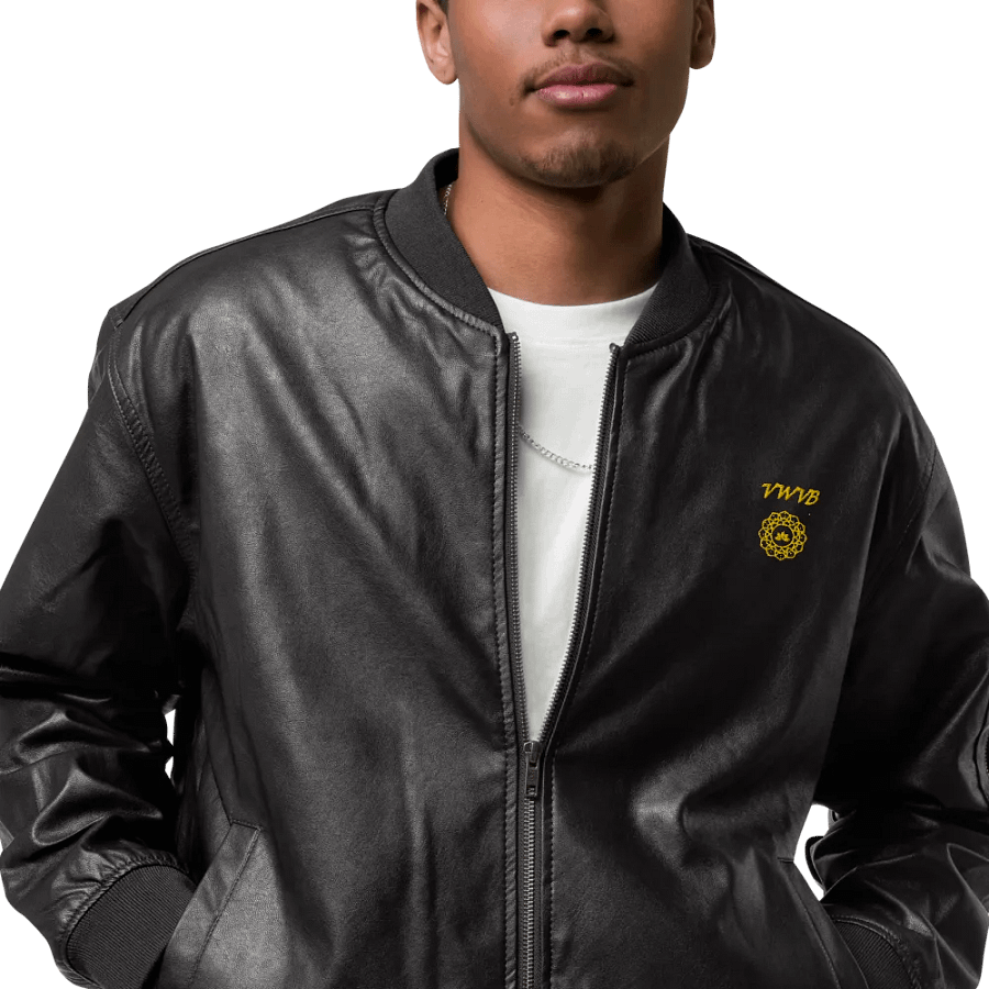 Lotus Mandala Faux Leather Bomber Jacket product image (7)