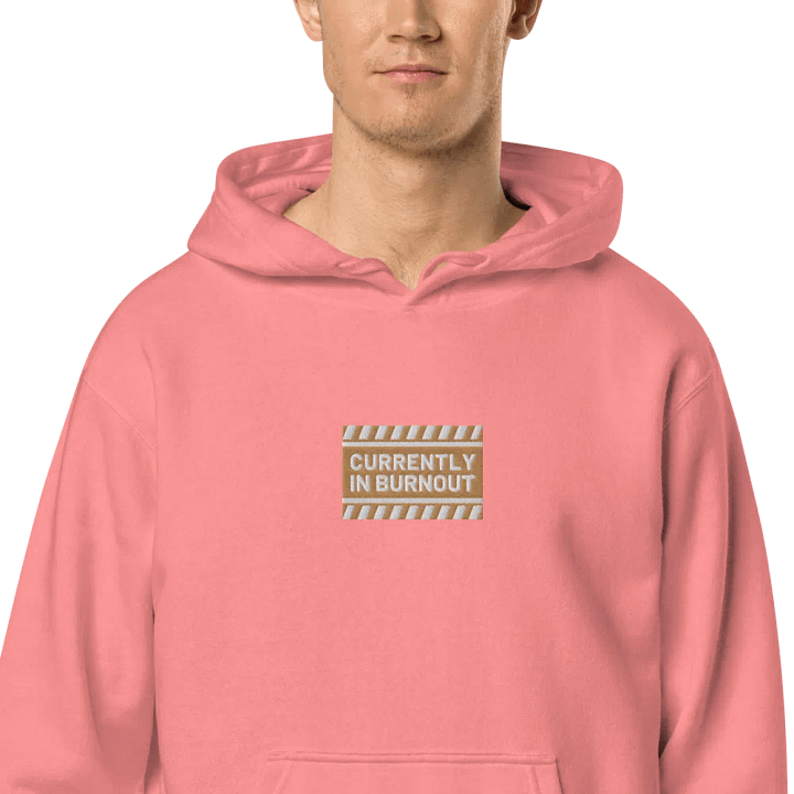 CURRENTLY IN BURNOUT embroidered pigment hoodie (brown design) product image (2)