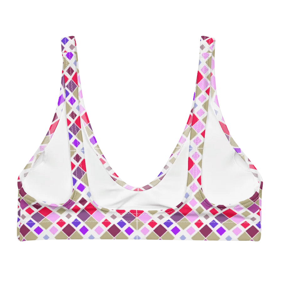 Colorful Square Pattern Design Padded Bikini Top - V2 product image (2)