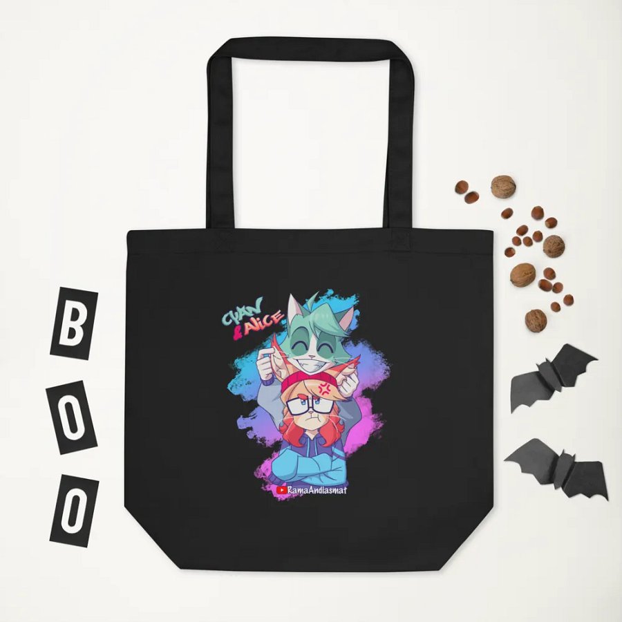 Cyan teasing Alice's Eco-Friendly Tote Bag product image (6)