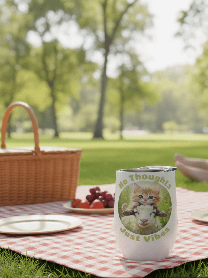 No Thoughts Just Vibes Goat Wine Tumbler product image (1)