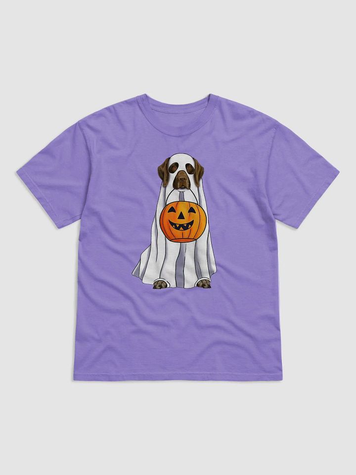 German Shorthaired Pointer (2) Halloween Tee | Funny Halloween GSP Wearing a Ghost Costume with Pumpkin Basket product image (22)