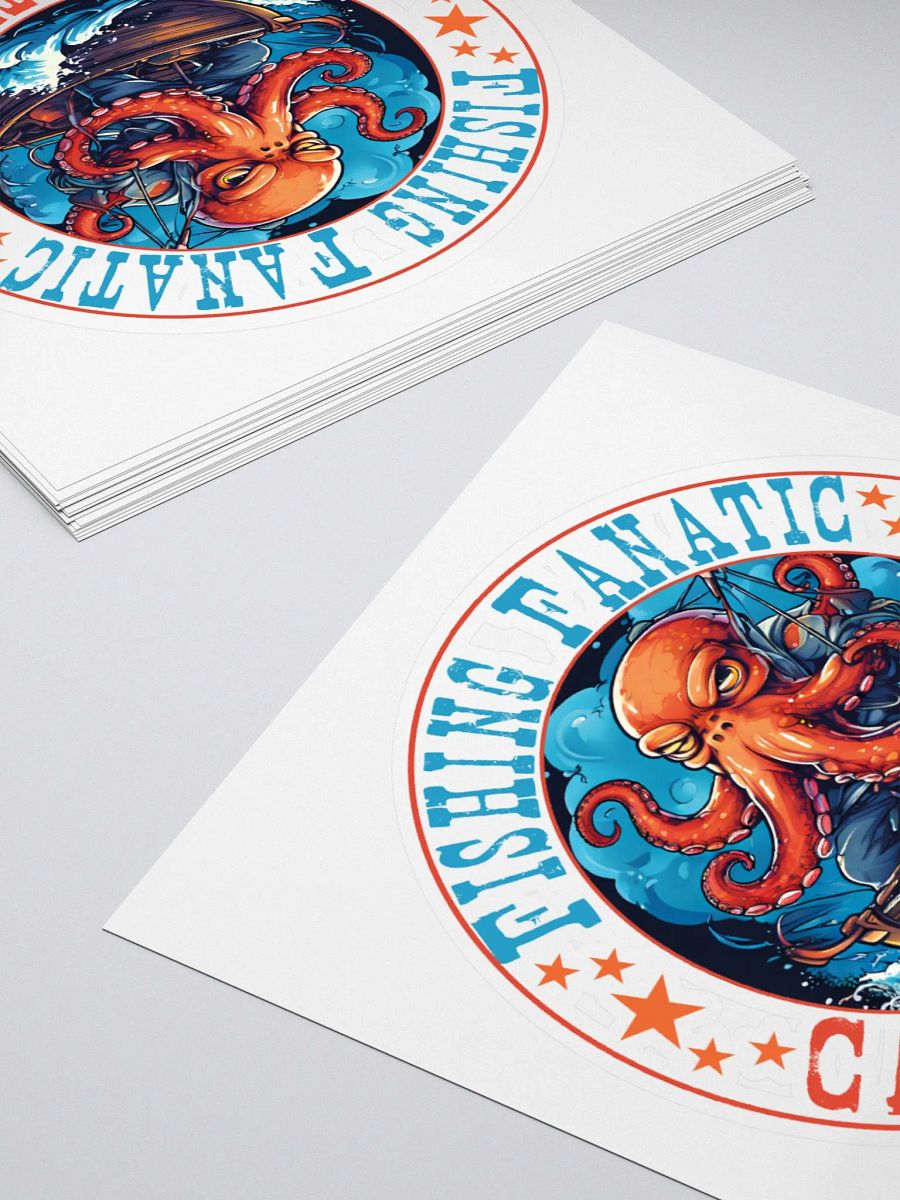 Fishing Fanatic Catch of the Day Funny Kiss Cut Stickers - Octopus on a Boat Fishing product image (4)