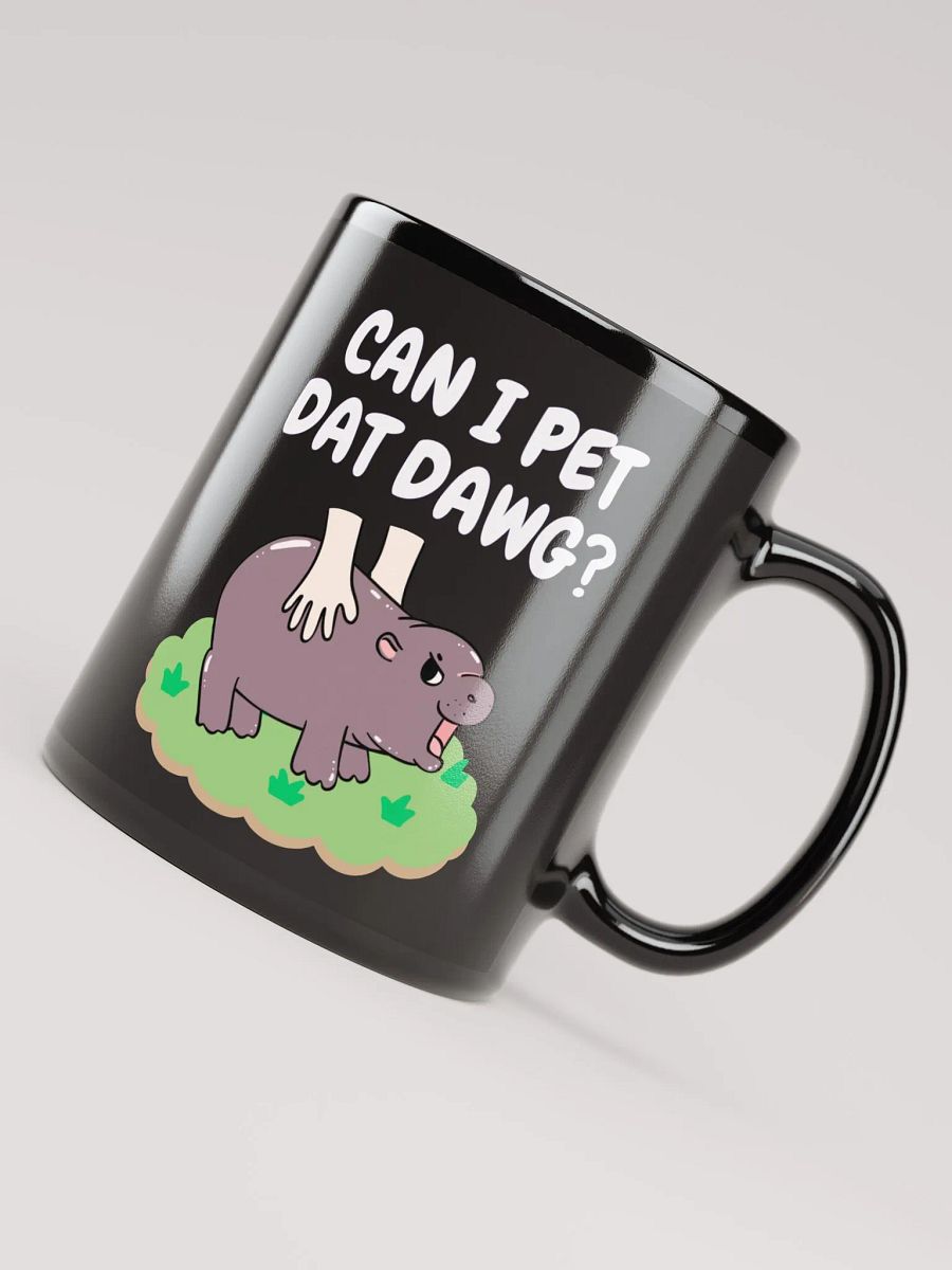 MOODENG'S CAN I PET DAT DAWG? BLACK GLOSSY MUG product image (4)