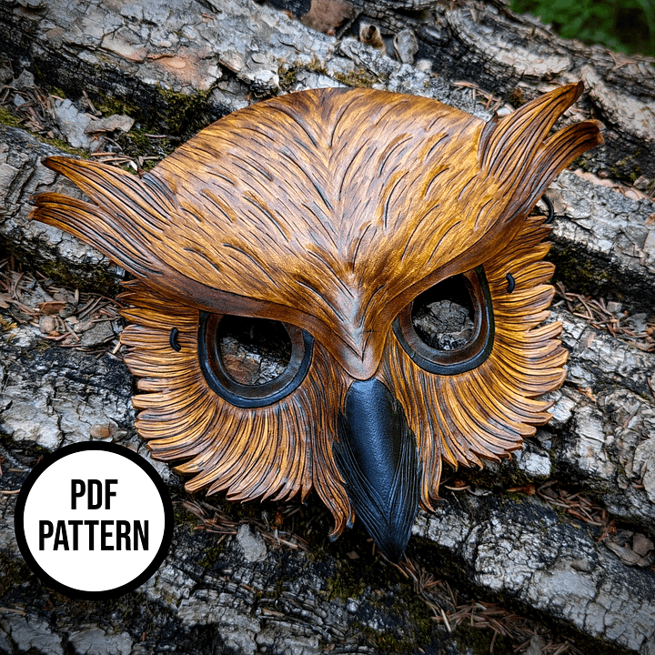 Owl Mask PDF Pattern for Leather product image (1)