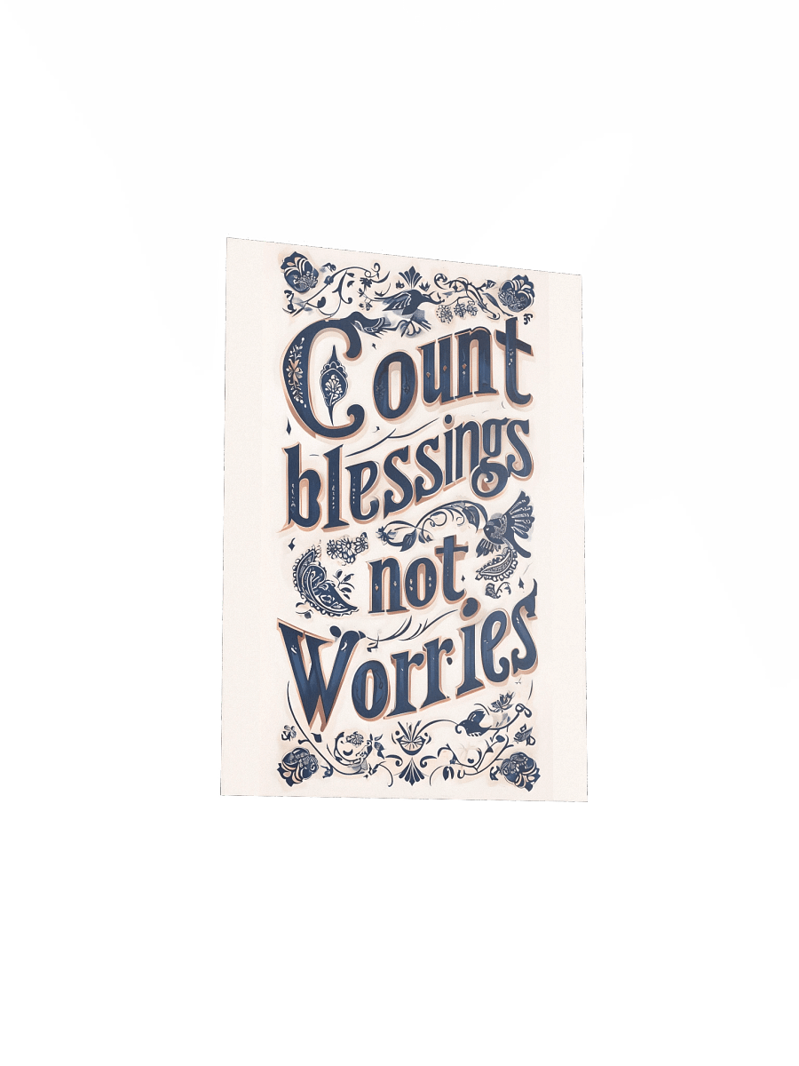 Count Blessings, Not Worries – Decorative Typography Beige Background Poster product image (3)