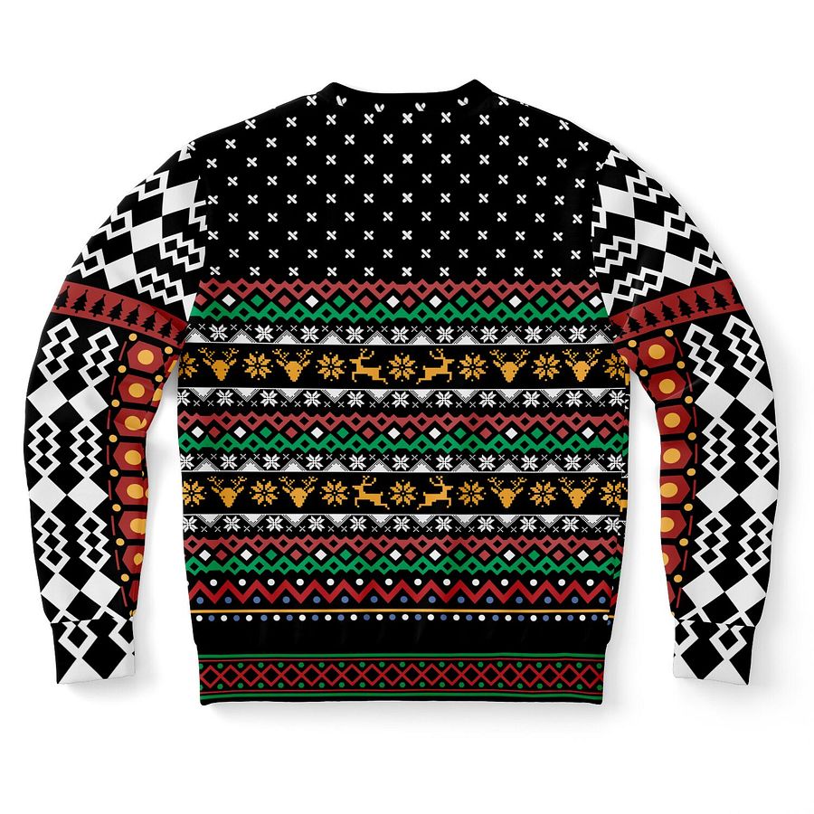 Naughty & Nice Tattooed Santa Ugly Christmas Sweater - Cool Santa with Sunglasses Fair Isle Knit Holiday Jumper product image (10)