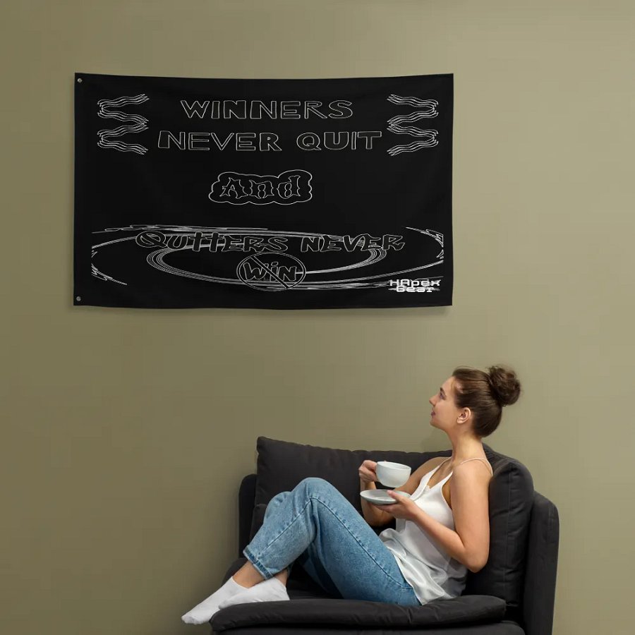 Winners Never Quit and Quitters Never Win - Black - Flag product image (12)
