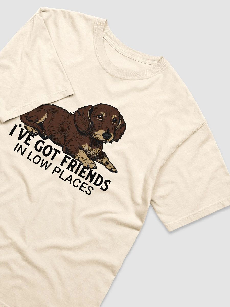 I've Got Friends in Low Places T-Shirt of a Dachshund (Wirehaired Brown) | Funny T-Shirt for Wiener and Doxie Paw-rents product image (30)