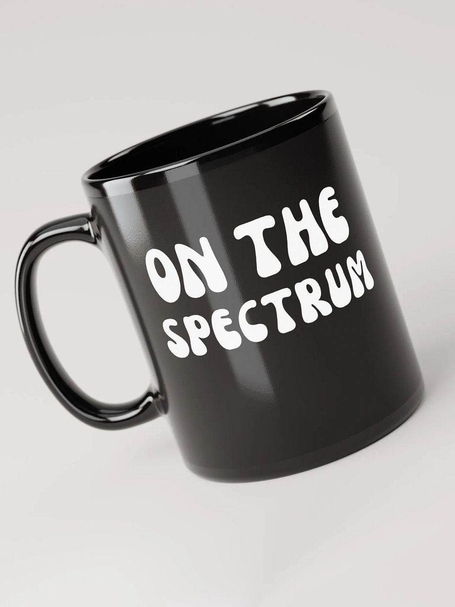 ON THE SPECTRUM (groovy white) glossy black mug product image (5)