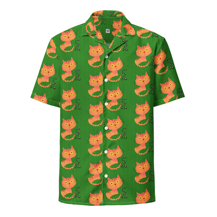 Feasting Ginger Kitty Button-Down Hawaiian Shirt - Spring Green product image (1)