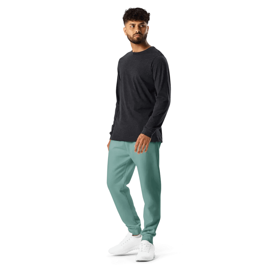 Plain Medium Teal Green Soft Summer Recycled Polyester Premium Men's Joggers by Treasure Pie product image (12)