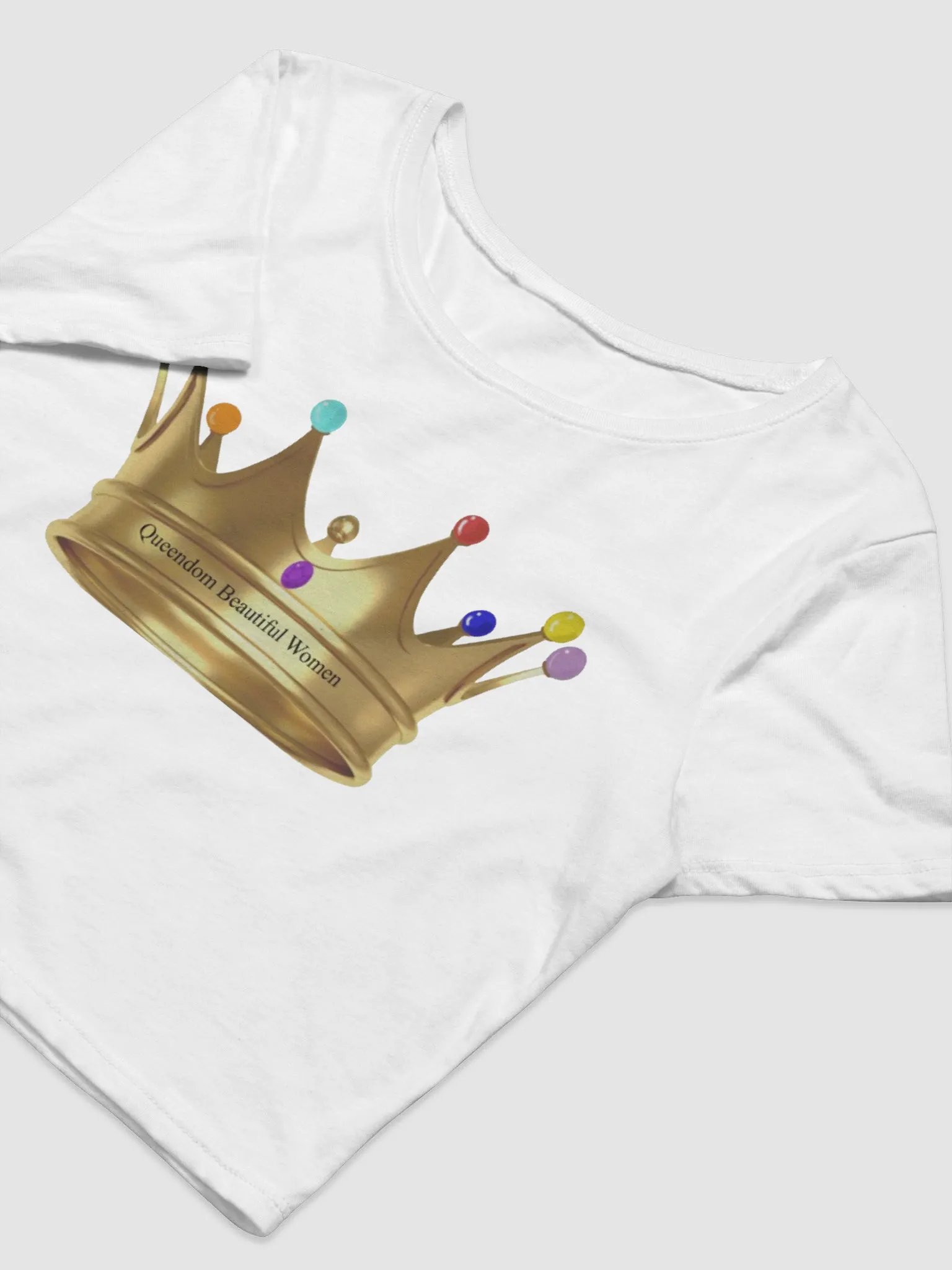 Queendom Beautiful Women Gemstone Crown Crop Tee/White (TM) product image (4)