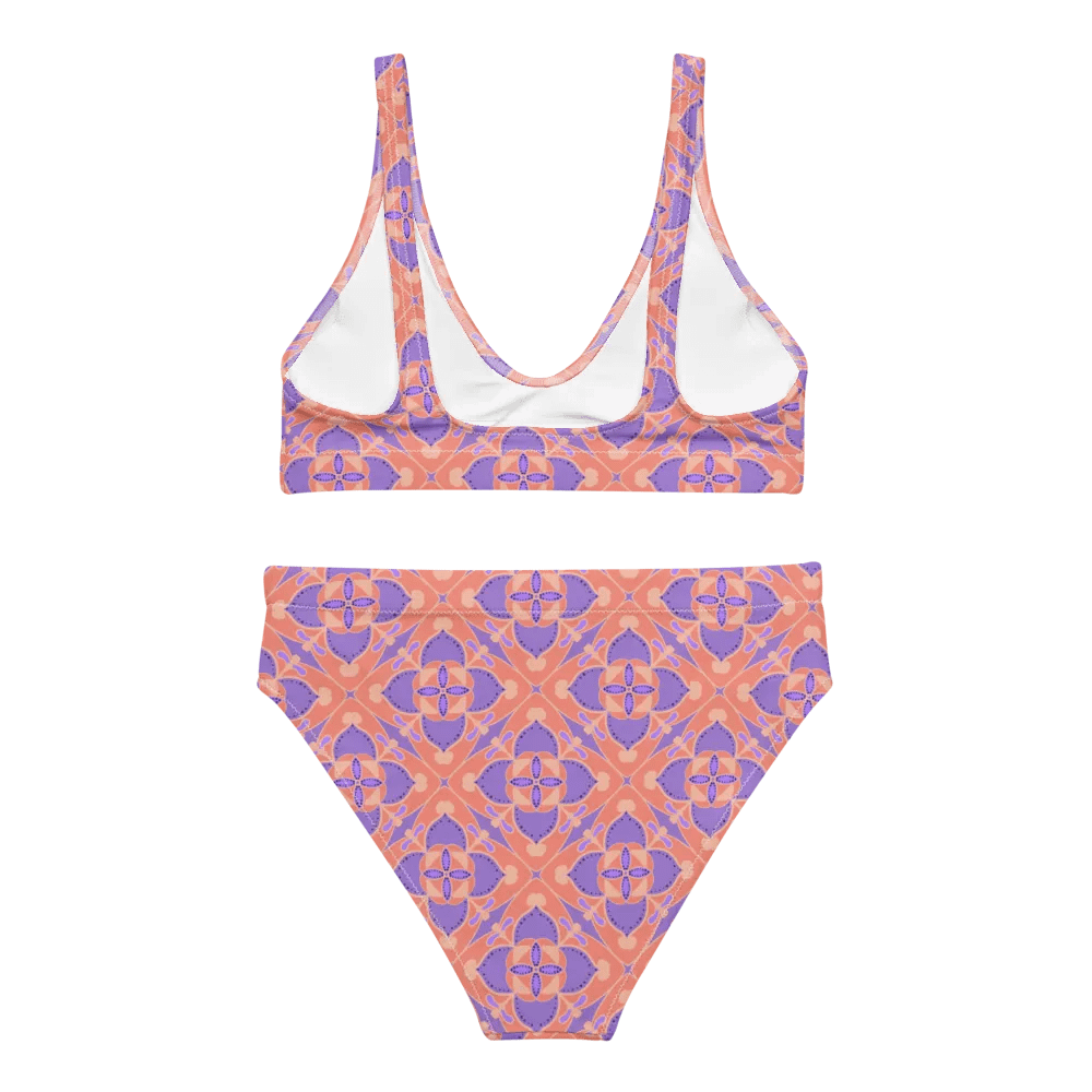 Pastel Orange and Mauve Pattern High Waisted Bikini product image (5)