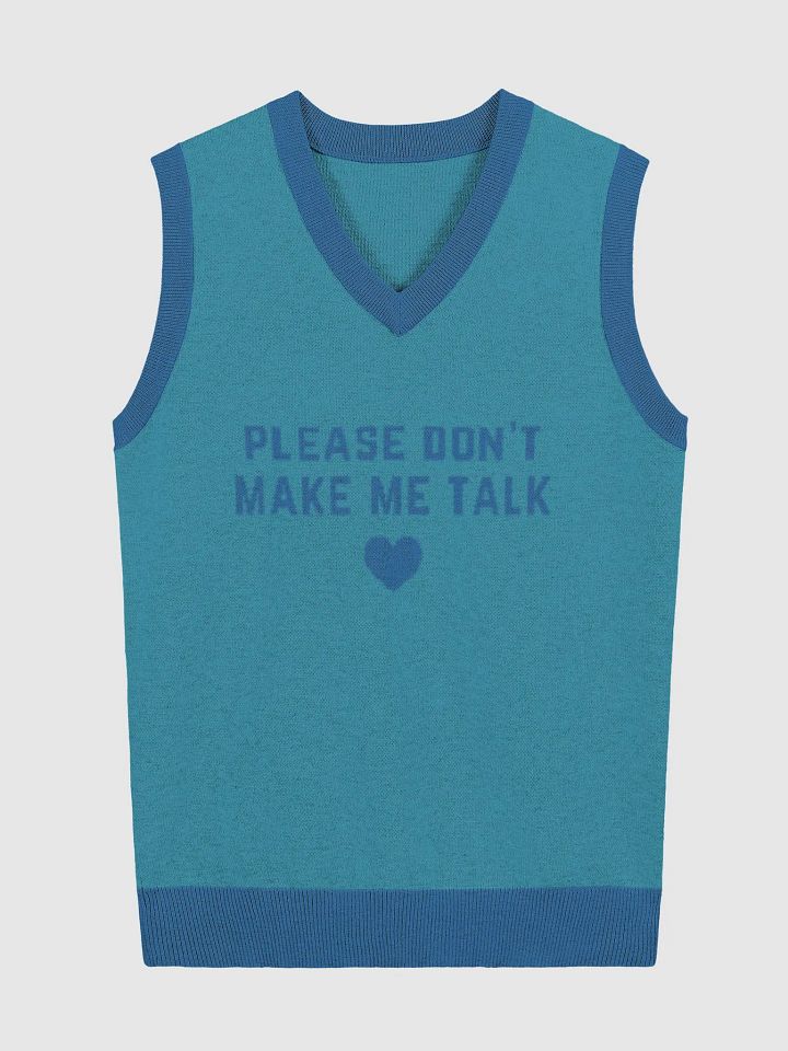 PLEASE DON'T MAKE ME TALK (duotone teal) knitwear vest product image (4)
