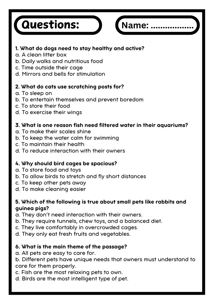 Pets Reading Comprehension (Grade 5) product image (3)