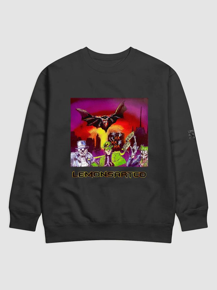 Bat Guy vs Bad Guys Over City Comic Sweatshirt product image (2)