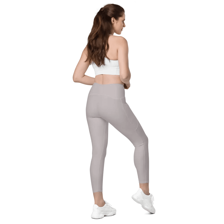 Plain Gray True Summer Women's High Waisted Premium Crossover Leggings with Pockets by Treasure Pie product image (8)