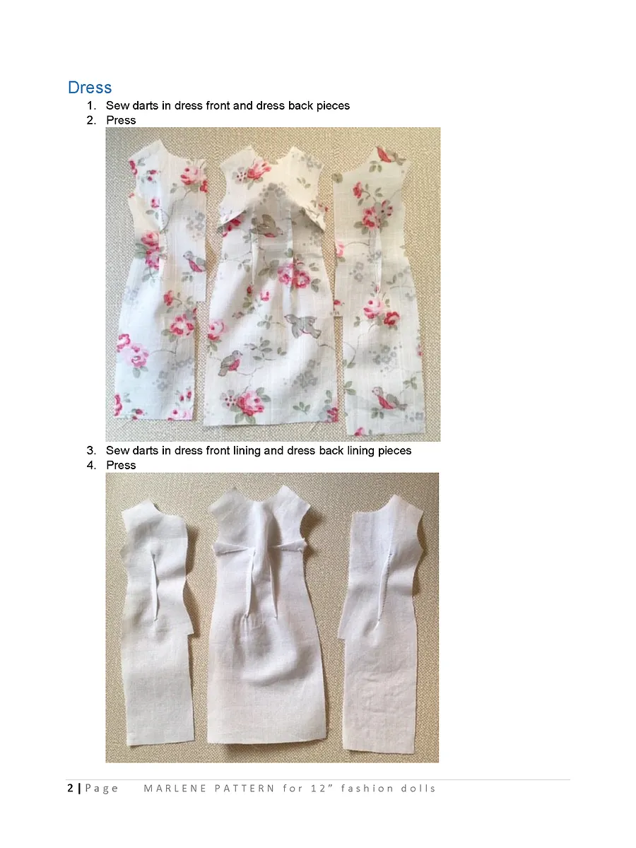 Marlene sewing pattern for 12" fashion dolls product image (3)