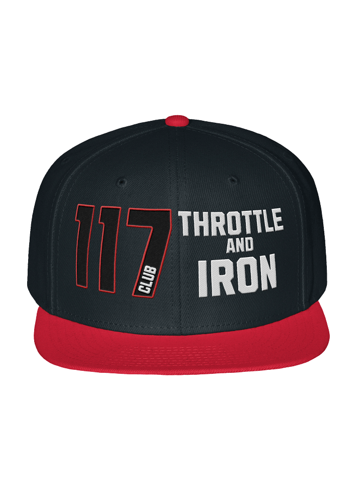 Club 117 Throttle & Iron Snapback Hat — Red Outline (HD) Edition product image (1)