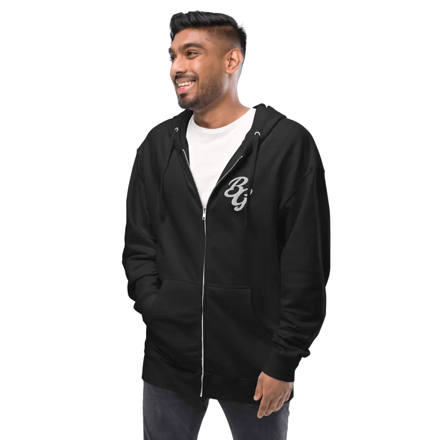 Embroidered Script Initial Full Zip Hoodie product image (9)