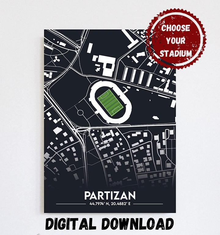 Partizan Stadium Map Design Digital Download product image (1)