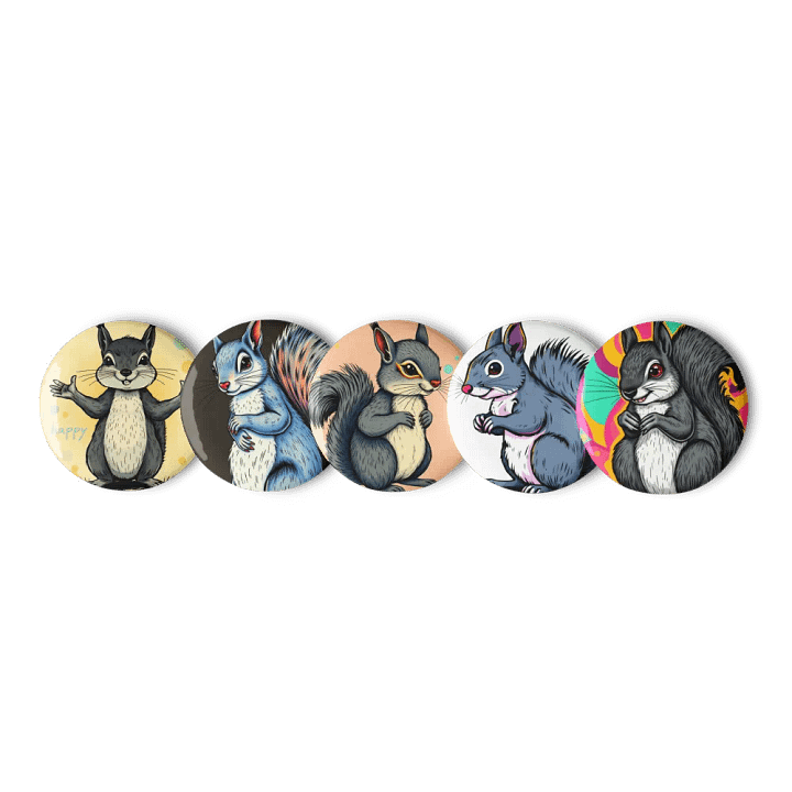 Cheerful Squirrel Pin Button Set product image (1)
