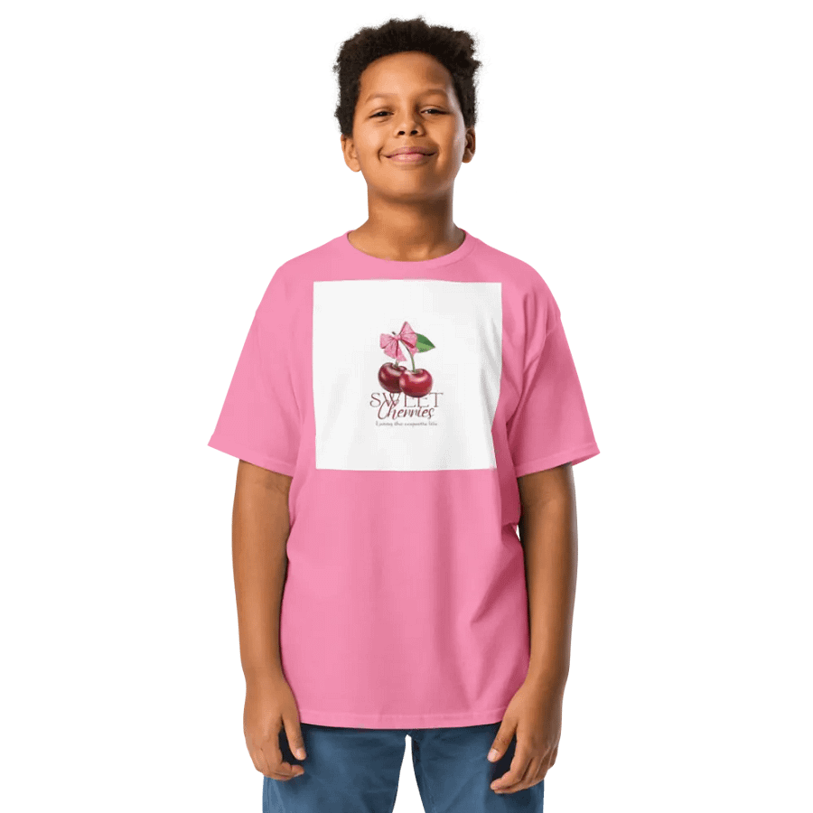 Kids Shirt Cherries Pink Bow product image (1)