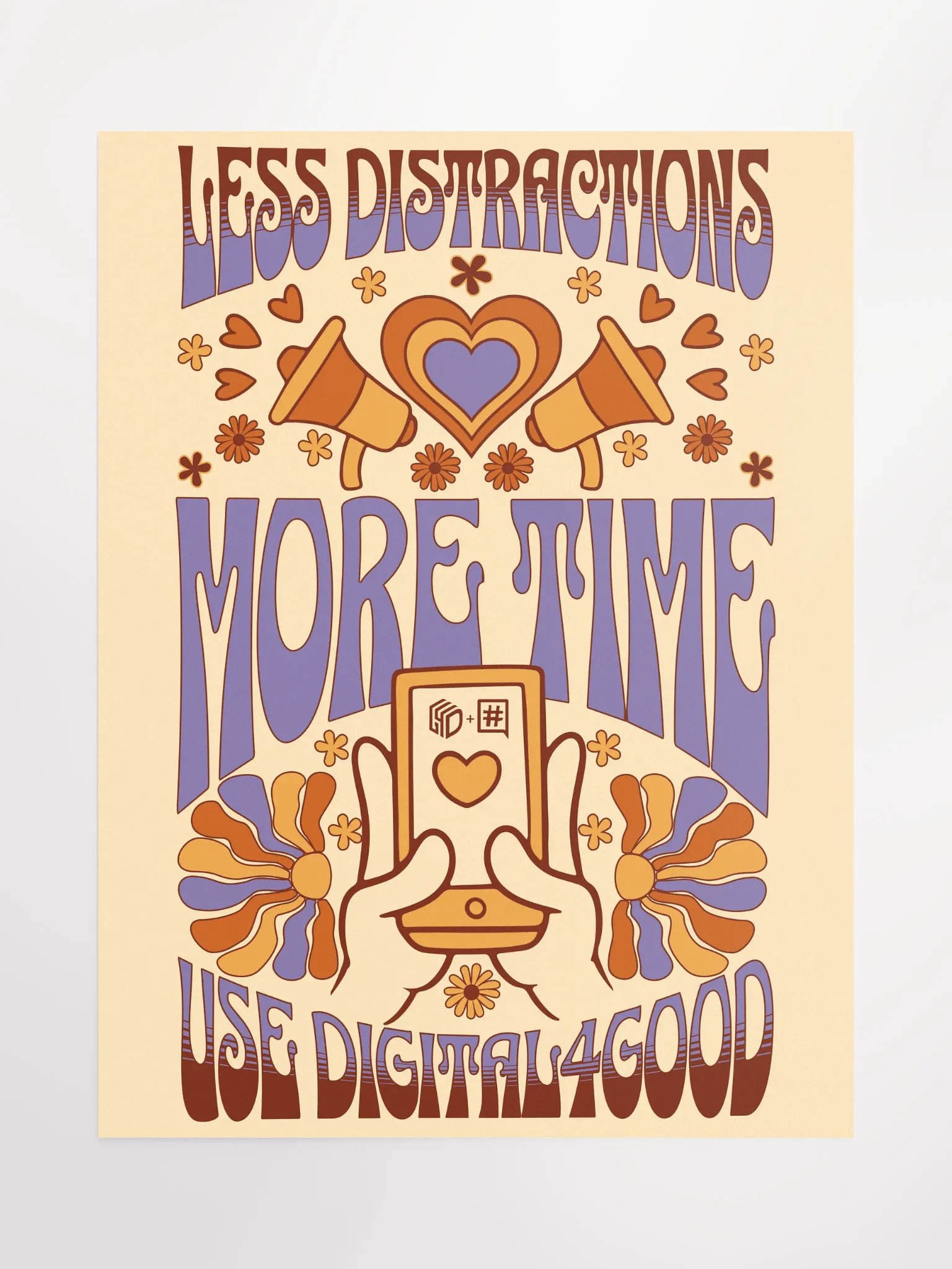 Less Distractions. More Time. Use Digital4Good Poster product image (1)