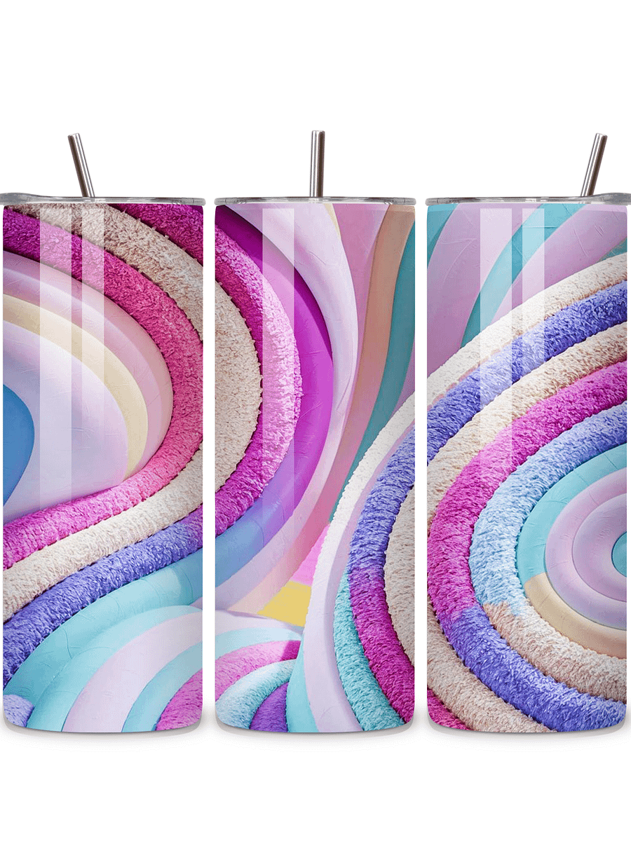 Pastel Swirl 20oz Skinny Tumbler with Metal Straw – Vibrant Abstract Rainbow Design – Double-Walled Insulated Stainless Steel Tumbler for Hot & Cold Drinks, Gift for Color Lovers product image (1)