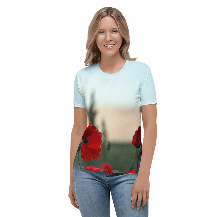 Damen T-Shirt mit Rundhalsausschnitt - Mohnblumen product image (2)