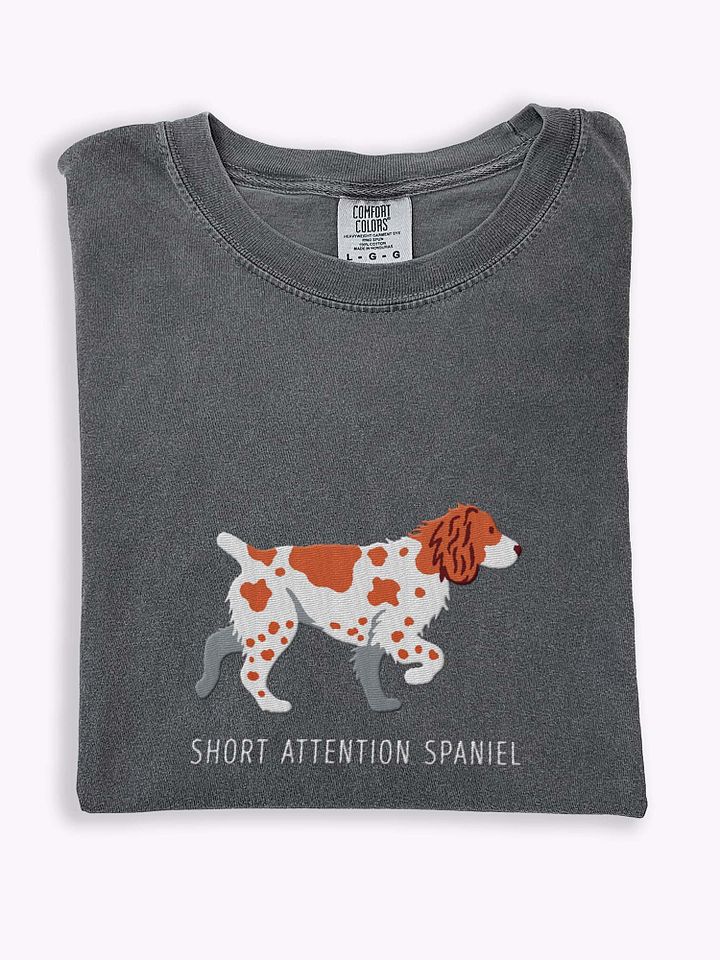 Short Attention Spaniel T-Shirt(Embroidered) of a Brittany Spaniel product image (1)