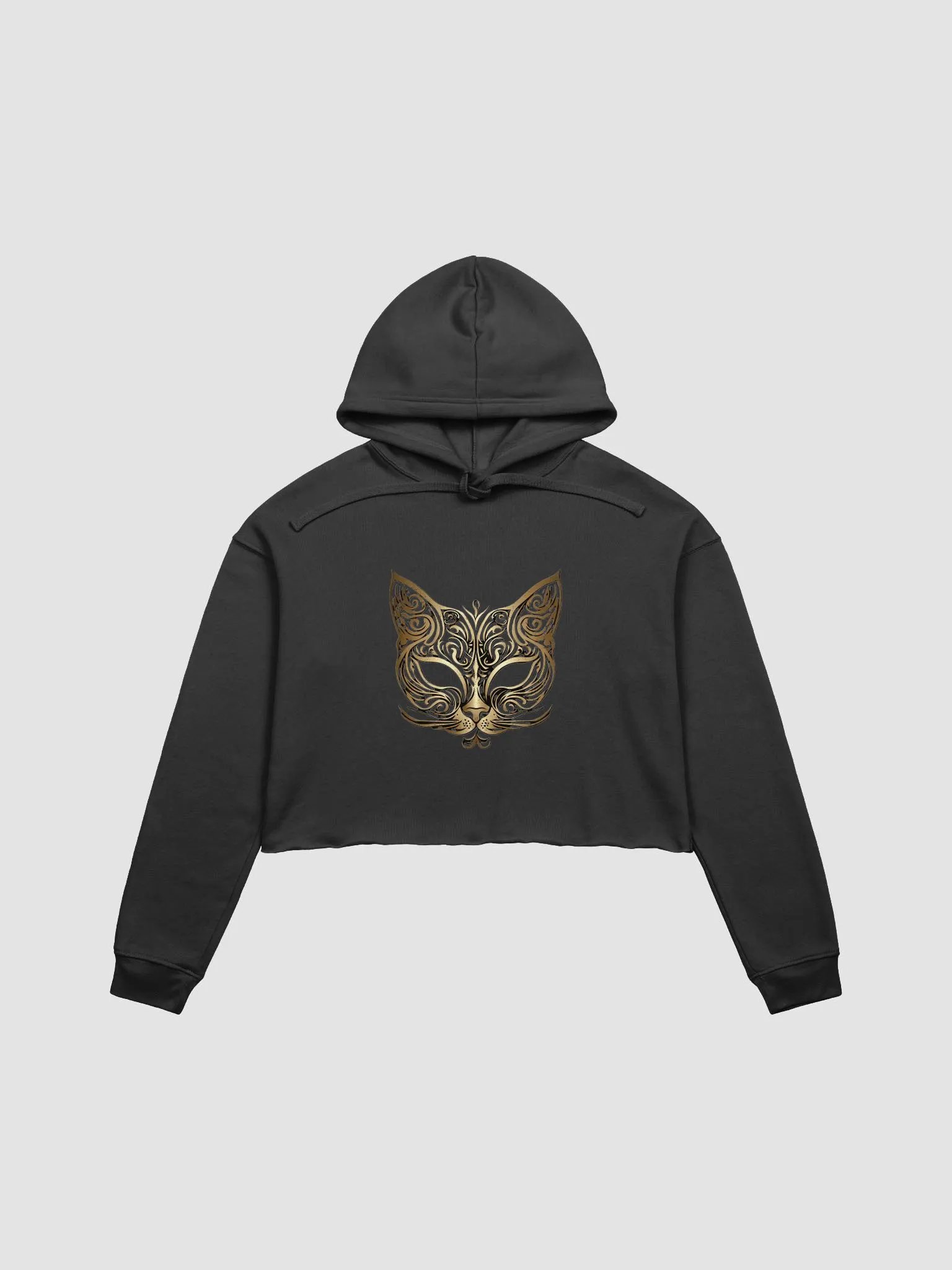 Regal Feline Gold Mask Crop Top Hoodie product image (2)