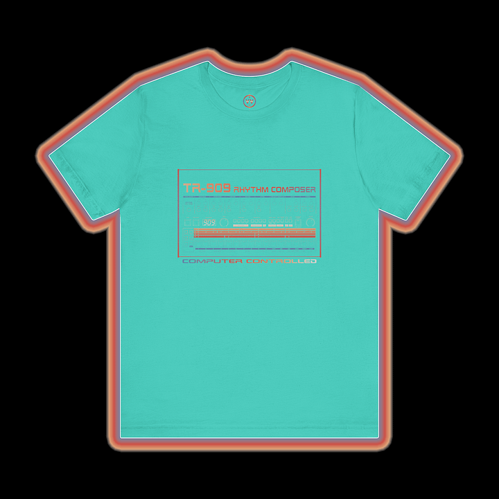 TR-909 T-Shirt - Roland 909 Rhythm Composer Drum Machine by Vintage Voltage (COLOUR PRINT B) product image (1)
