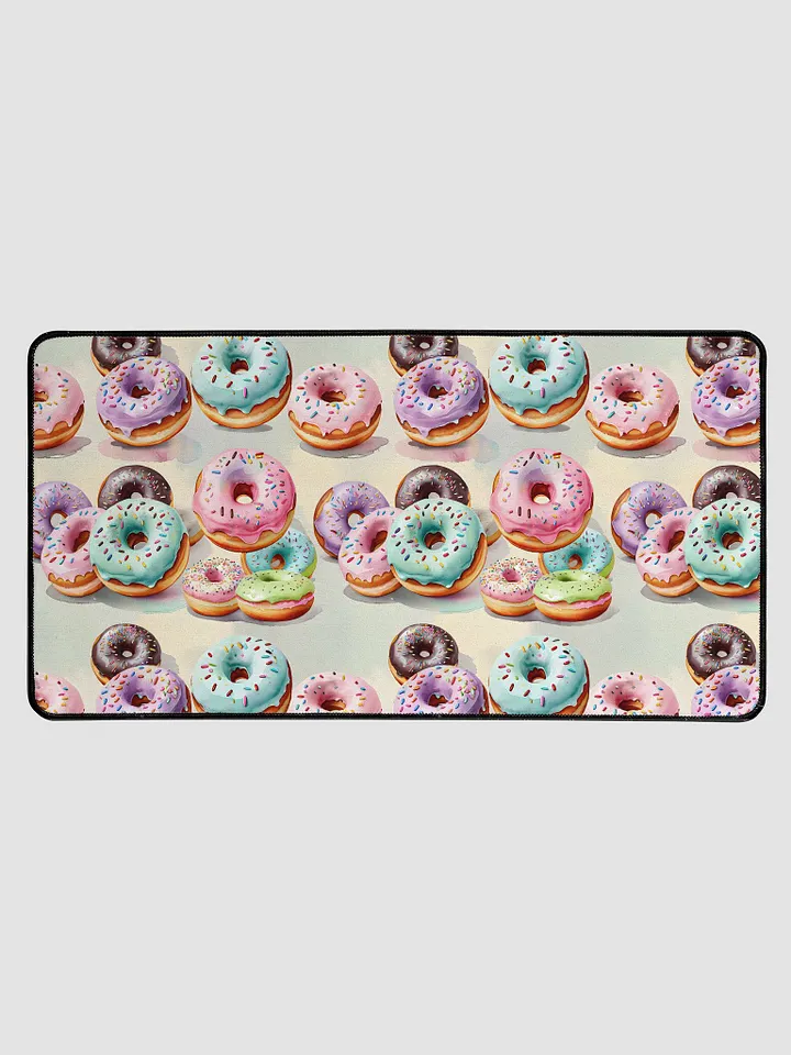Desk Mat (31.5x15.5 inches) - Pastel Sprinkled Donuts on a Watercolor Background product image (1)