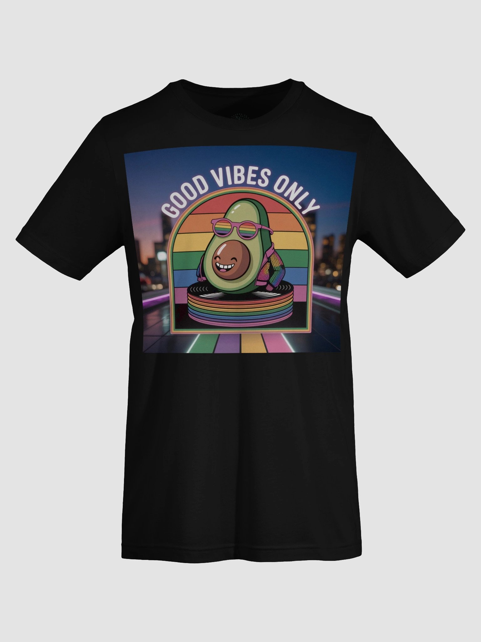 Exclusive 'Good Vibes Only' Avocado Rainbow Unisex T-Shirt - TDS Music product image (71)
