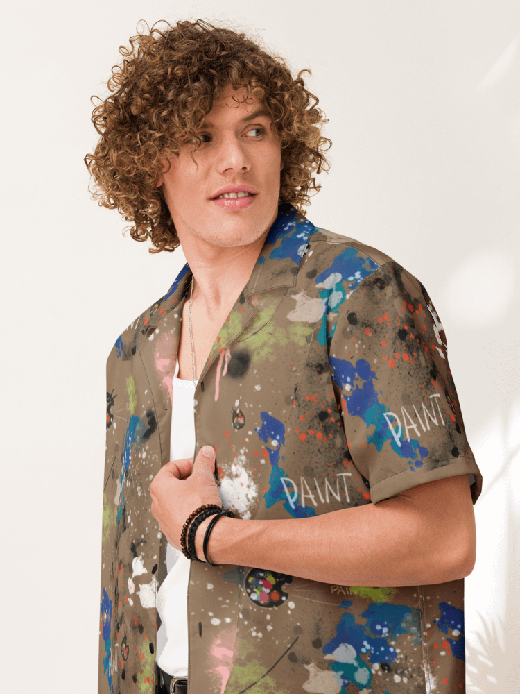 SplatterWear #5 Unisex Hawaiian Style Shirt/Mocha-Latte product image (5)