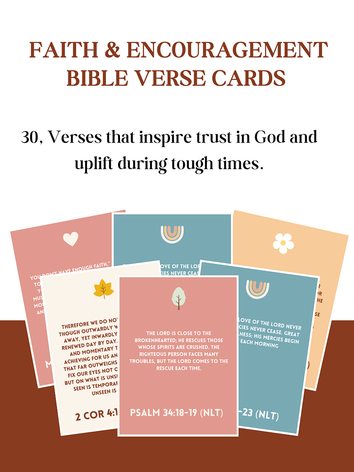 30 Bible verse cards | Printable scripture cards | Faith & Encouraging Bible verse cards | Memory verse cards product image (1)