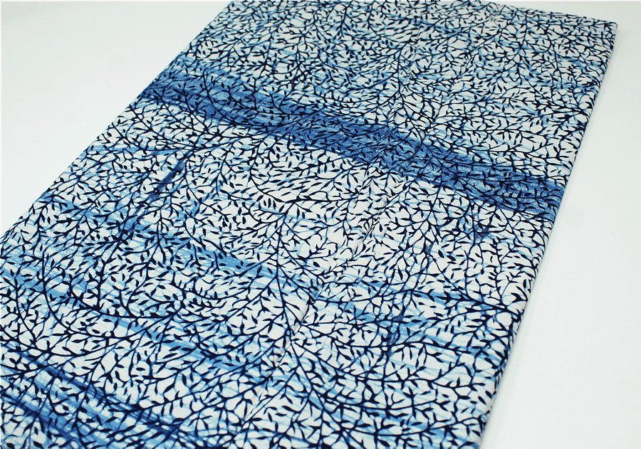 Tessuto Wax Indigo Yoruba - Design Foglioline - cod.602/B product image (2)
