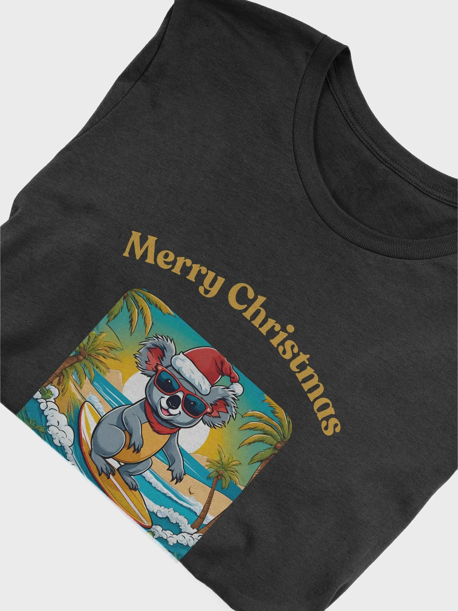 Festive Koala Surf Scene Merry Christmas T-Shirt - Gold product image (5)