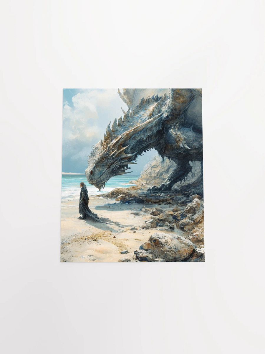 Knight with a giant dragon on a beach - Poster product image (22)