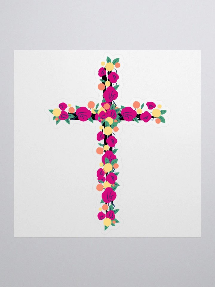 Pink & Yellow Floral Cross Sticker product image (2)