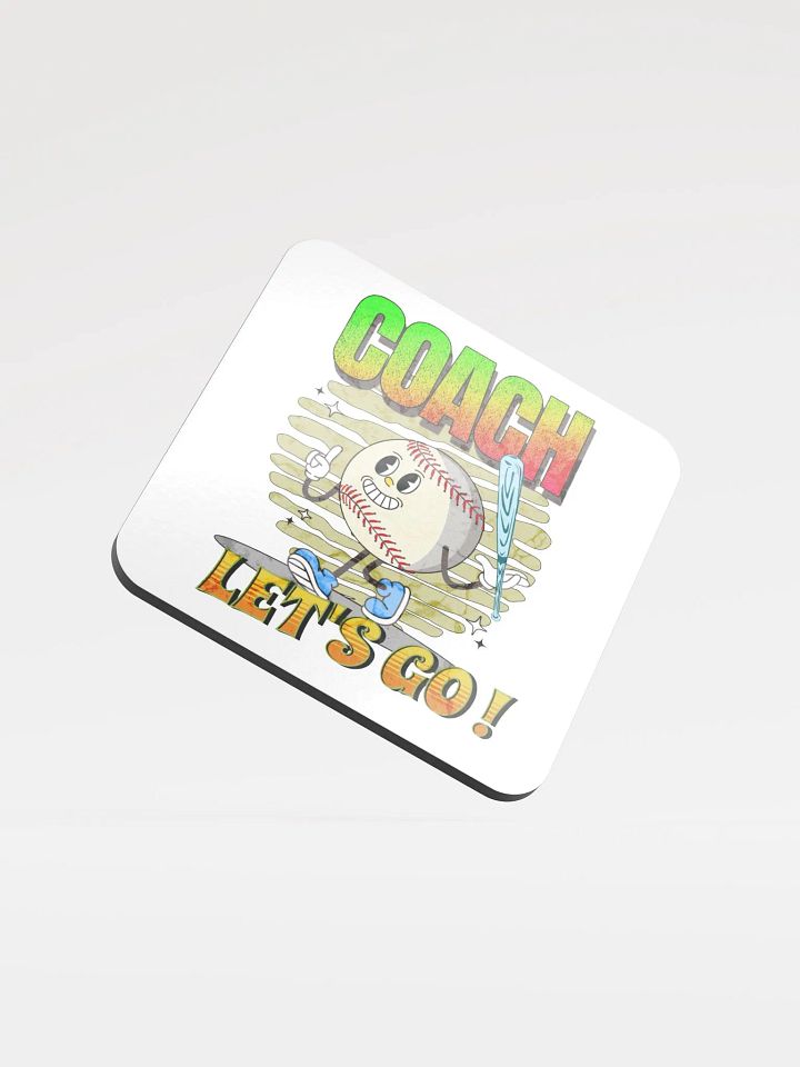 Retro Mascot Coach Lets Go Baseball Cork Coaster product image (1)